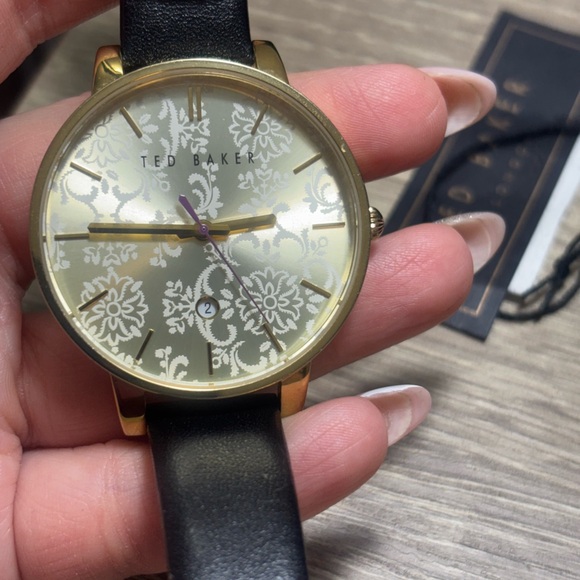 Ted Baker Black and Gold Floral Watch - Picture 9 of 10